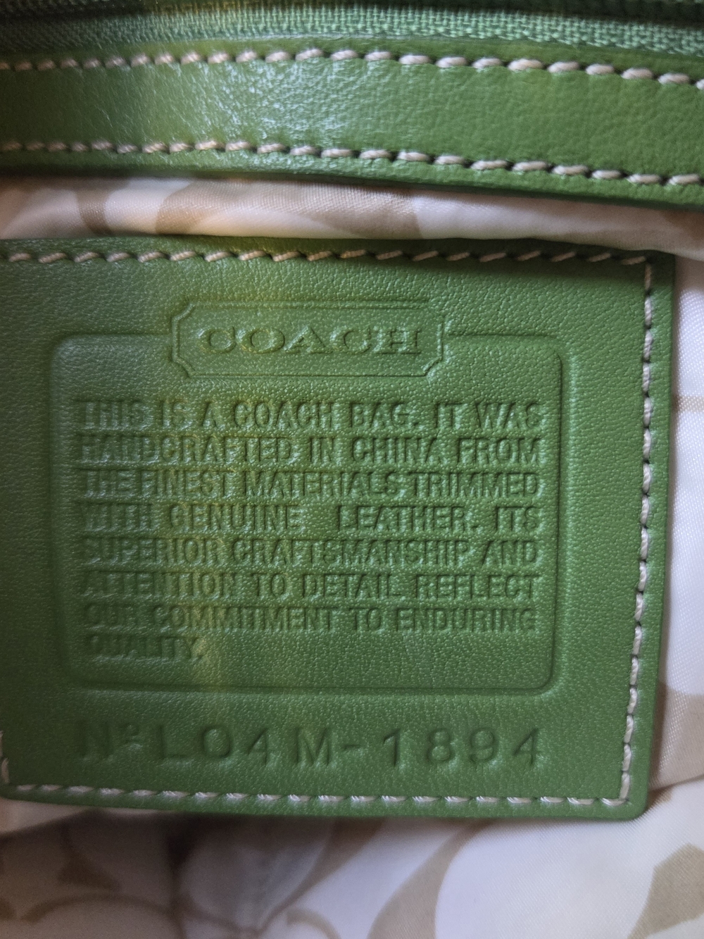 Vintage Coach Mini Hampton Beige and Green Canvas Tote Bag Purse - Picture 7 of 7